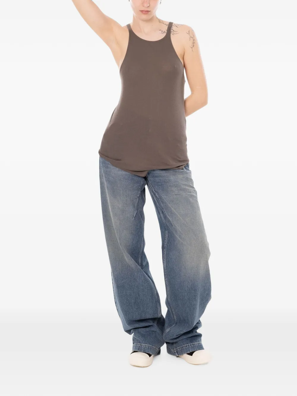 Rick Owens DRKSHDW Racer tanktop met gewelfde zoom Bruin