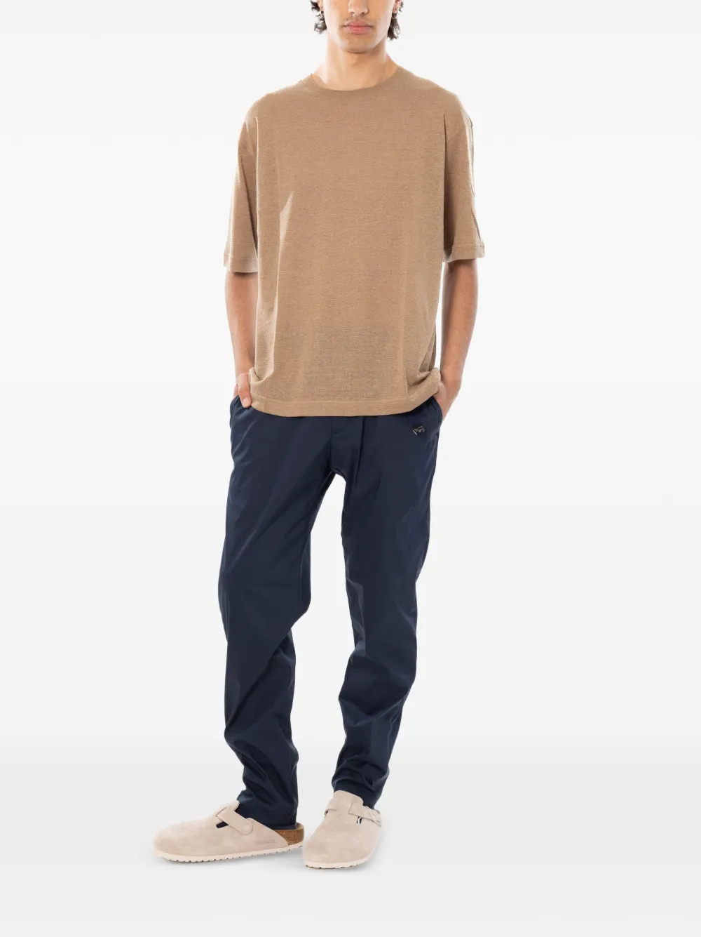 White Sand Belted Pants In Multi