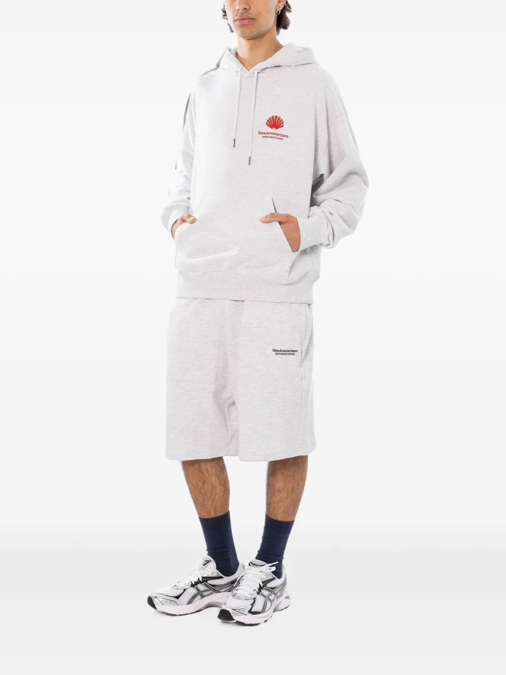 NEW AMSTERDAM Shorts met geborduurd logo Grijs