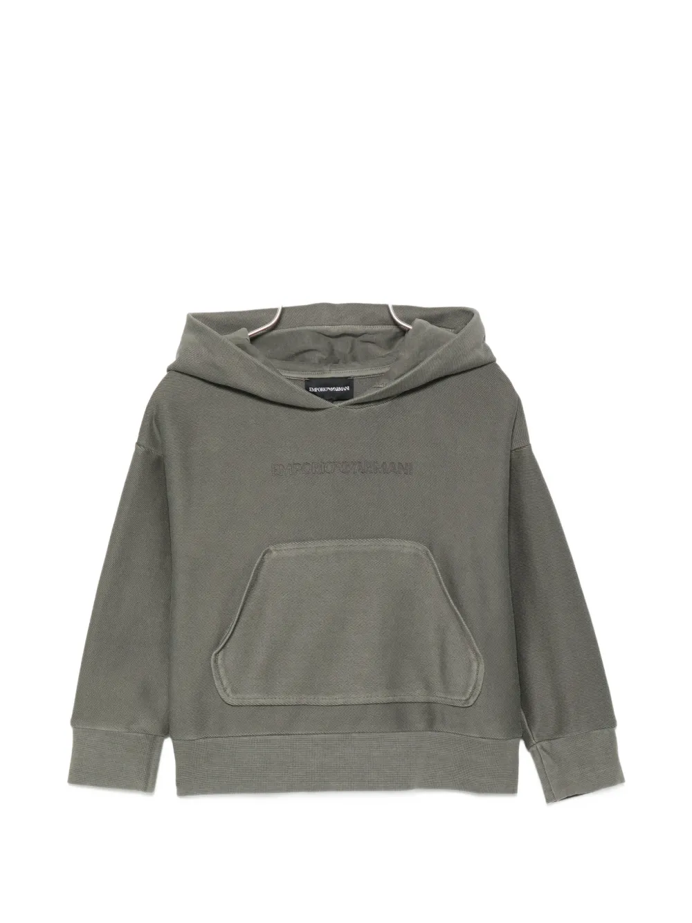 Emporio Armani Kids logo-embroidered pouch-pocket hoodie - Verde