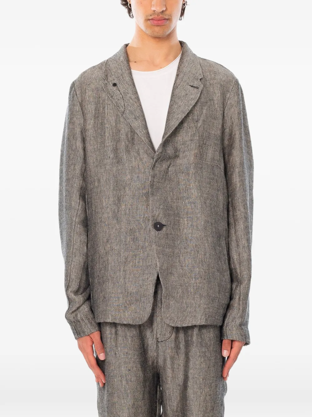 Transit Two-tone Linen Blazer In Gray