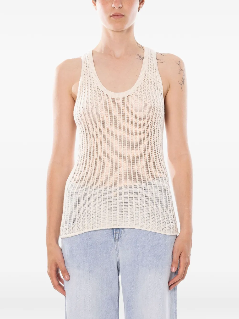 Cycle Nia Open-knit Tank Top In Neutral