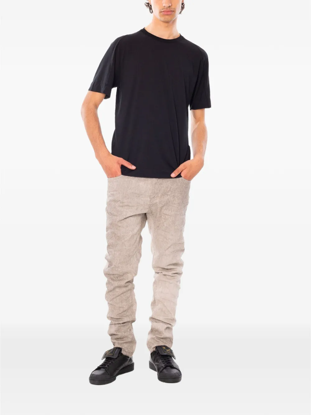 Transit T-shirt met gebreide hals Zwart