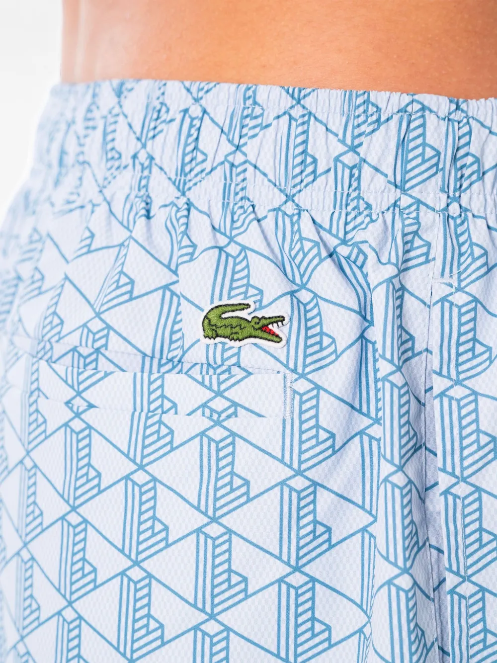 Lacoste monogram-print swim shorts Blauw