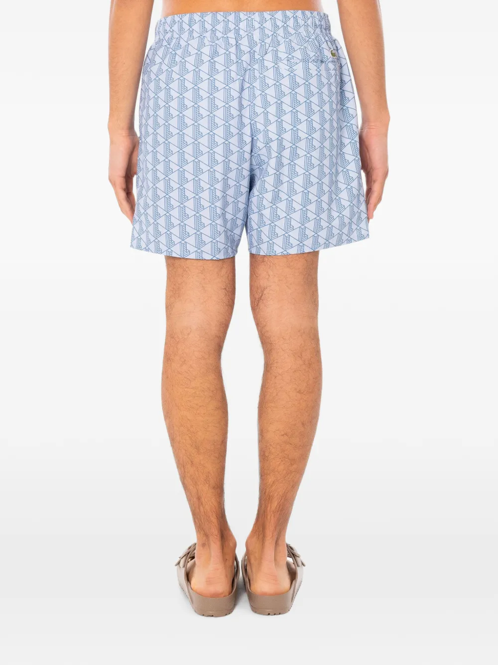 Lacoste monogram-print swim shorts Blauw