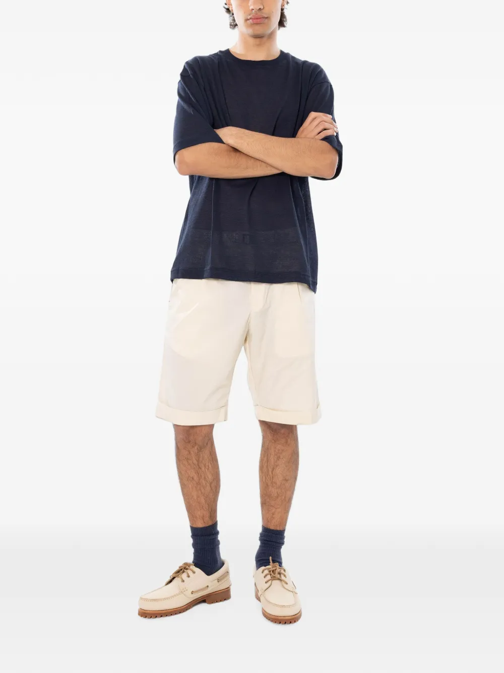 White Sand belted pleated shorts Beige