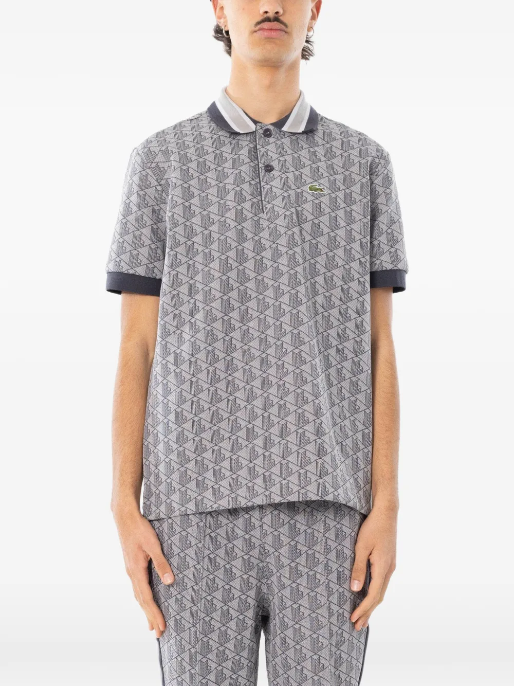 Lacoste monogram-print polo shirt · L