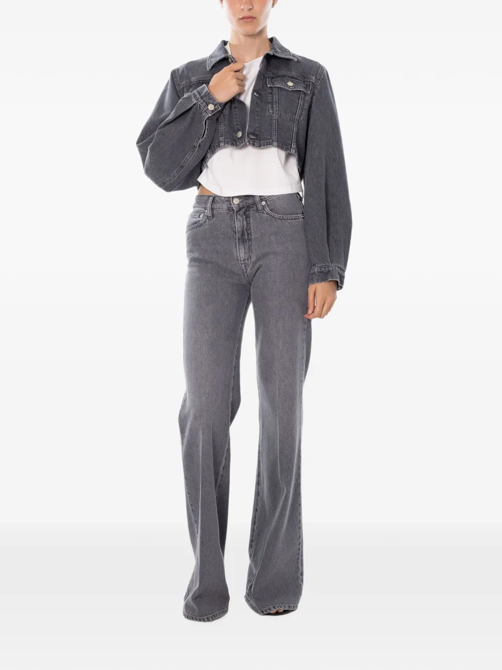 Cycle Flaire jeans met stonewashed-effect Grijs