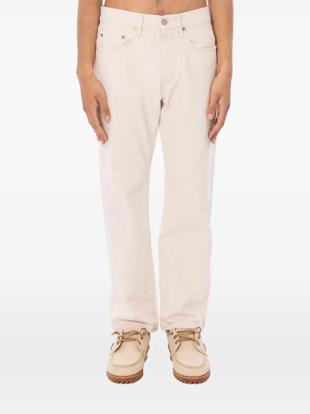 Cycle Legend Distressed Faded Jeans In Animal Print