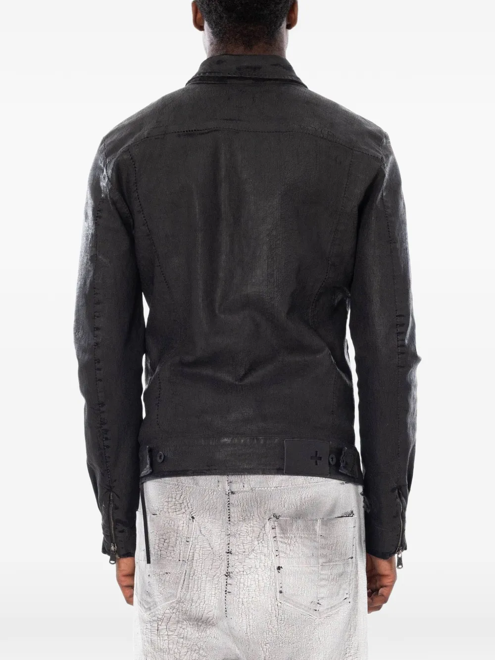 Md75 Cracked-effect Denim Jacket In Multi