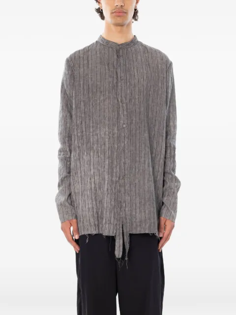 DAUB frayed band-collar shirt