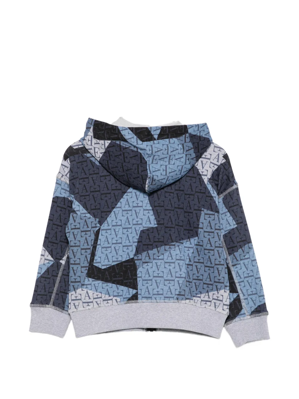 Emporio Armani Kids Hoodie met rits en monogramprint Blauw