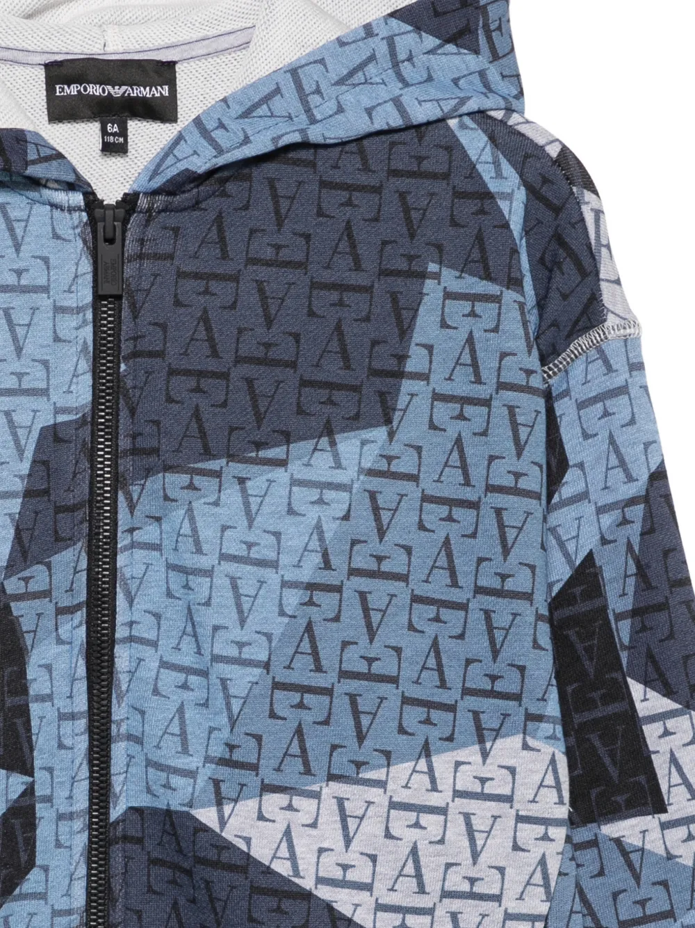Emporio Armani Kids Hoodie met rits en monogramprint Blauw