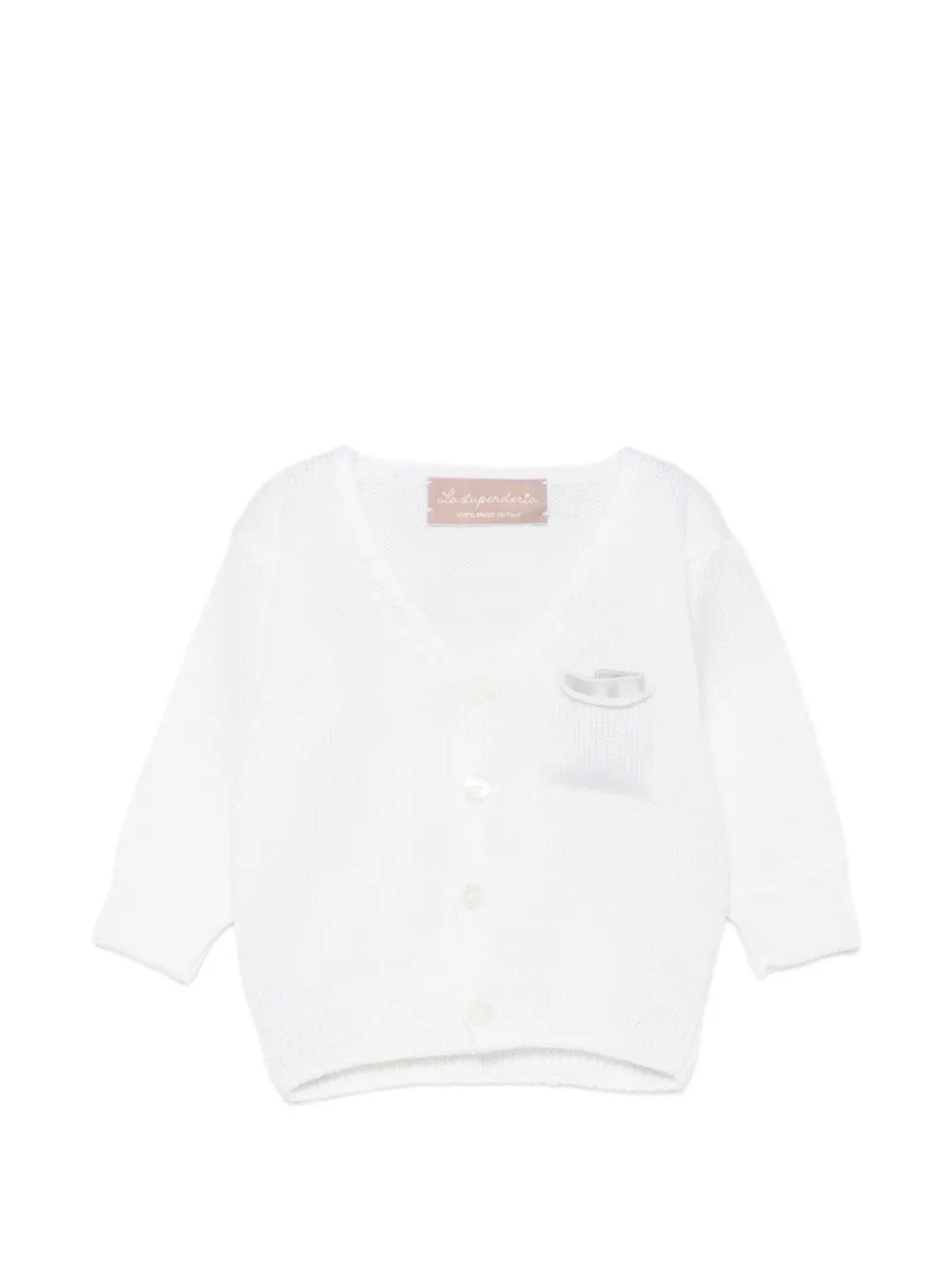 La Stupenderia Cardigan mit V-Ausschnitt - Weiß