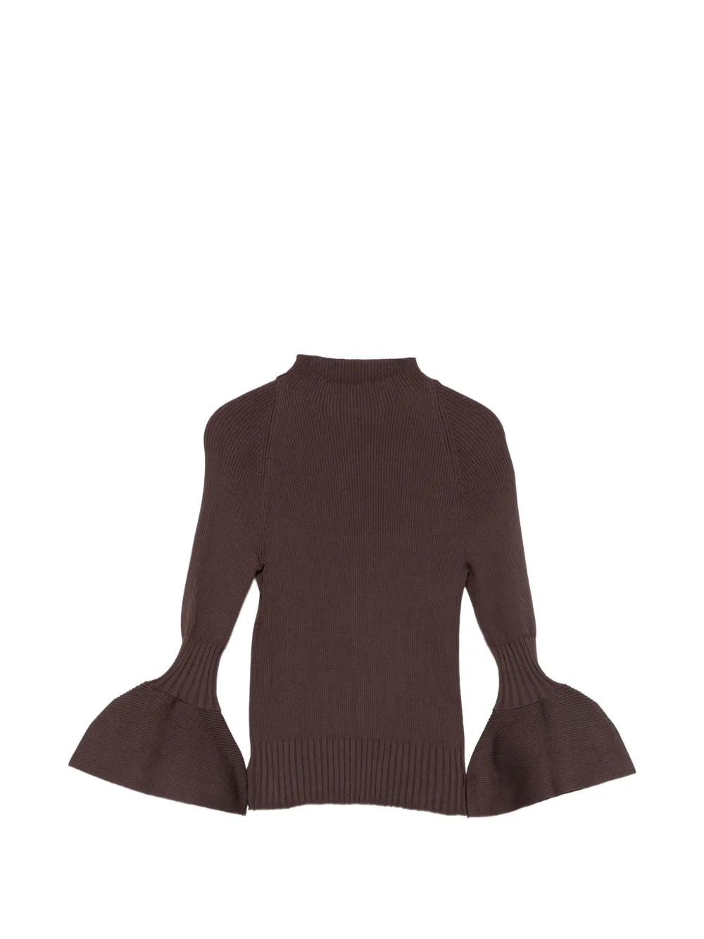 Genny ribbed bell-sleeve sweater - Marrone
