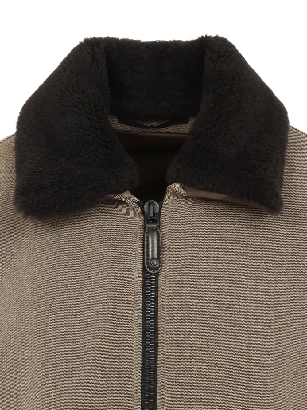 Giorgio Armani Jack met lammy kraag Beige