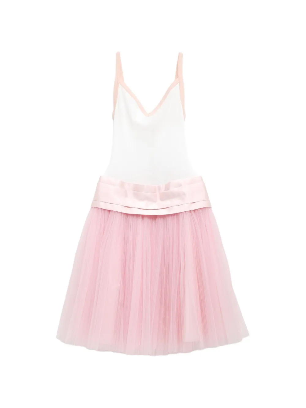 August Barron Tulle-skirted V-neck Mini Dress In Pink