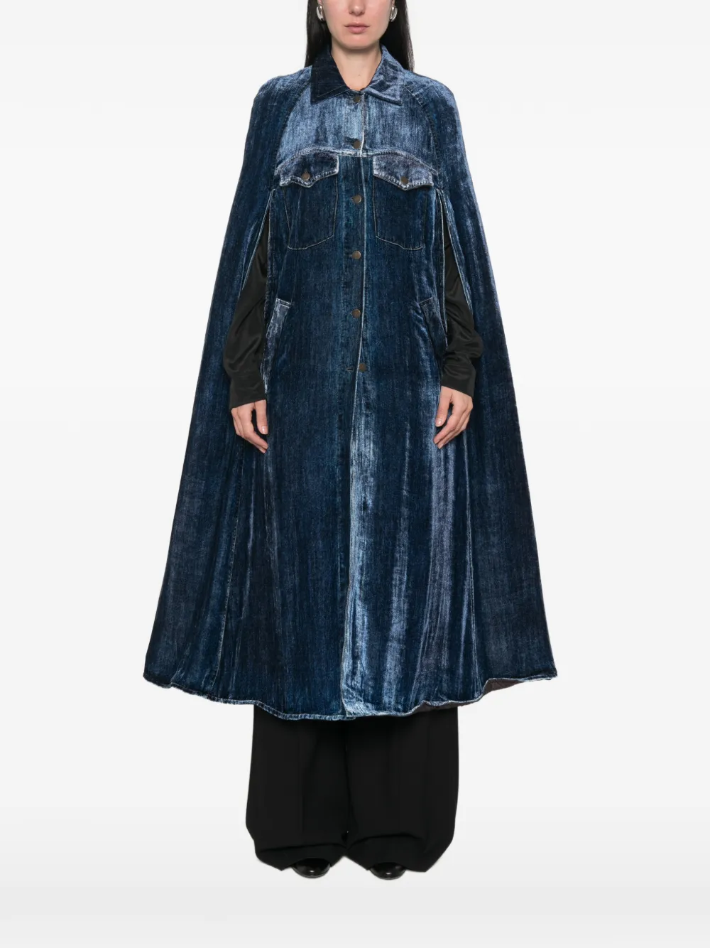 Pierre-Louis Mascia Kandox cape met fluwelen vlakken Blauw