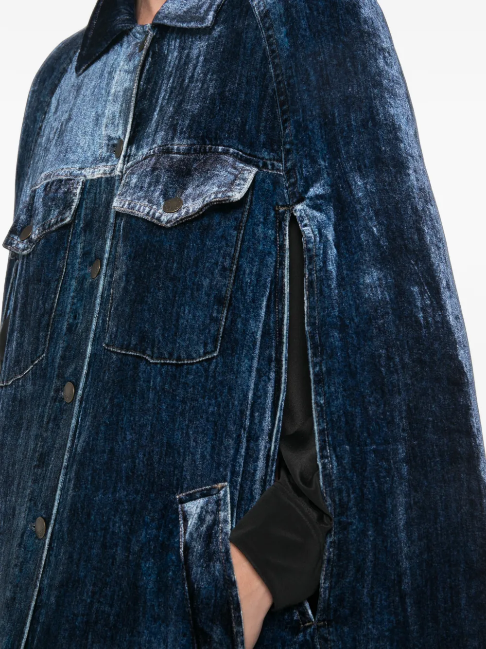 Pierre-Louis Mascia Kandox cape met fluwelen vlakken Blauw