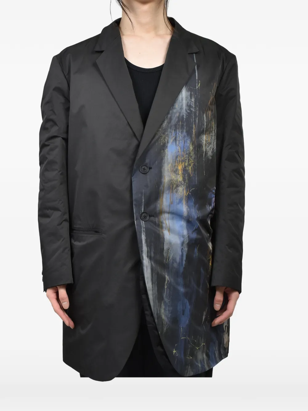 Yohji Yamamoto Omkeerbare blazer met grafische print Zwart