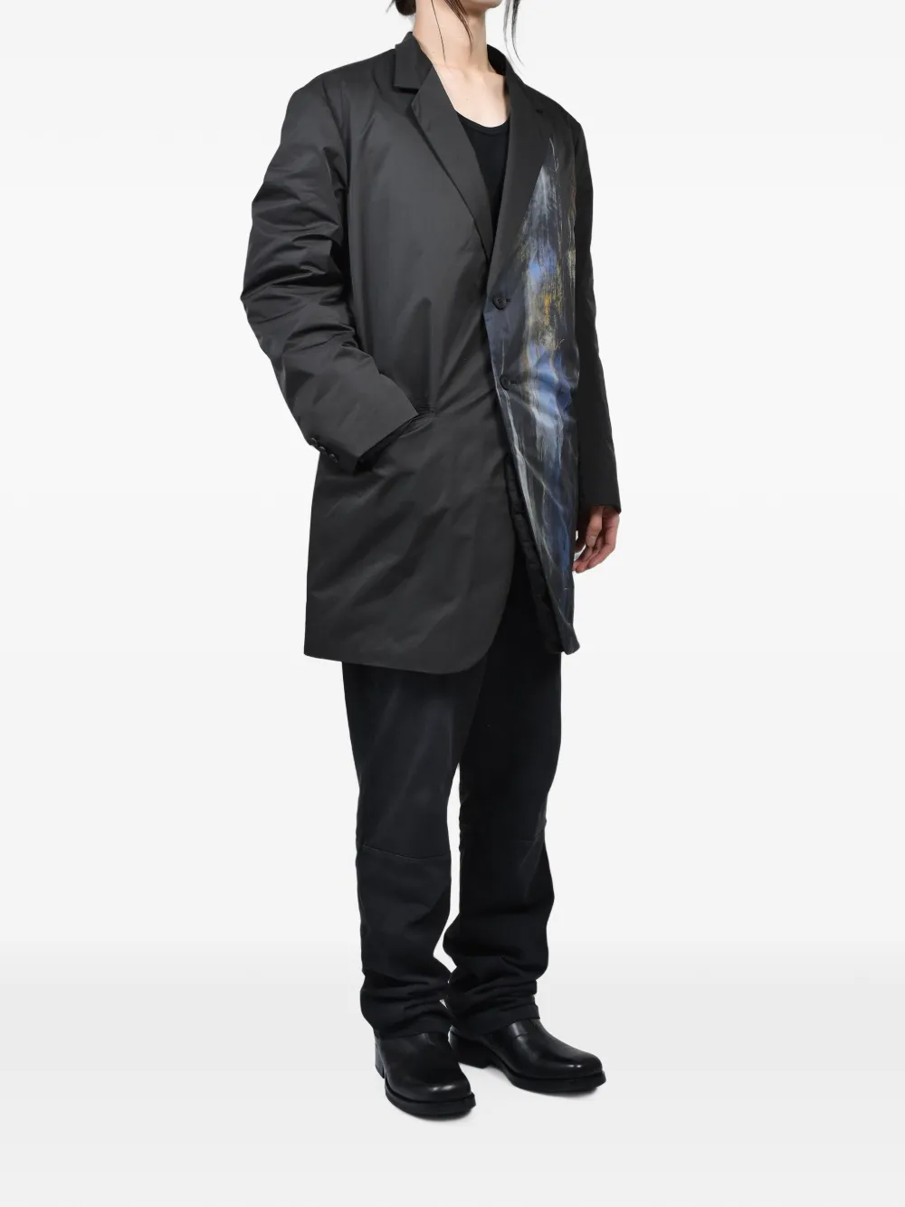 Yohji Yamamoto Omkeerbare blazer met grafische print Zwart
