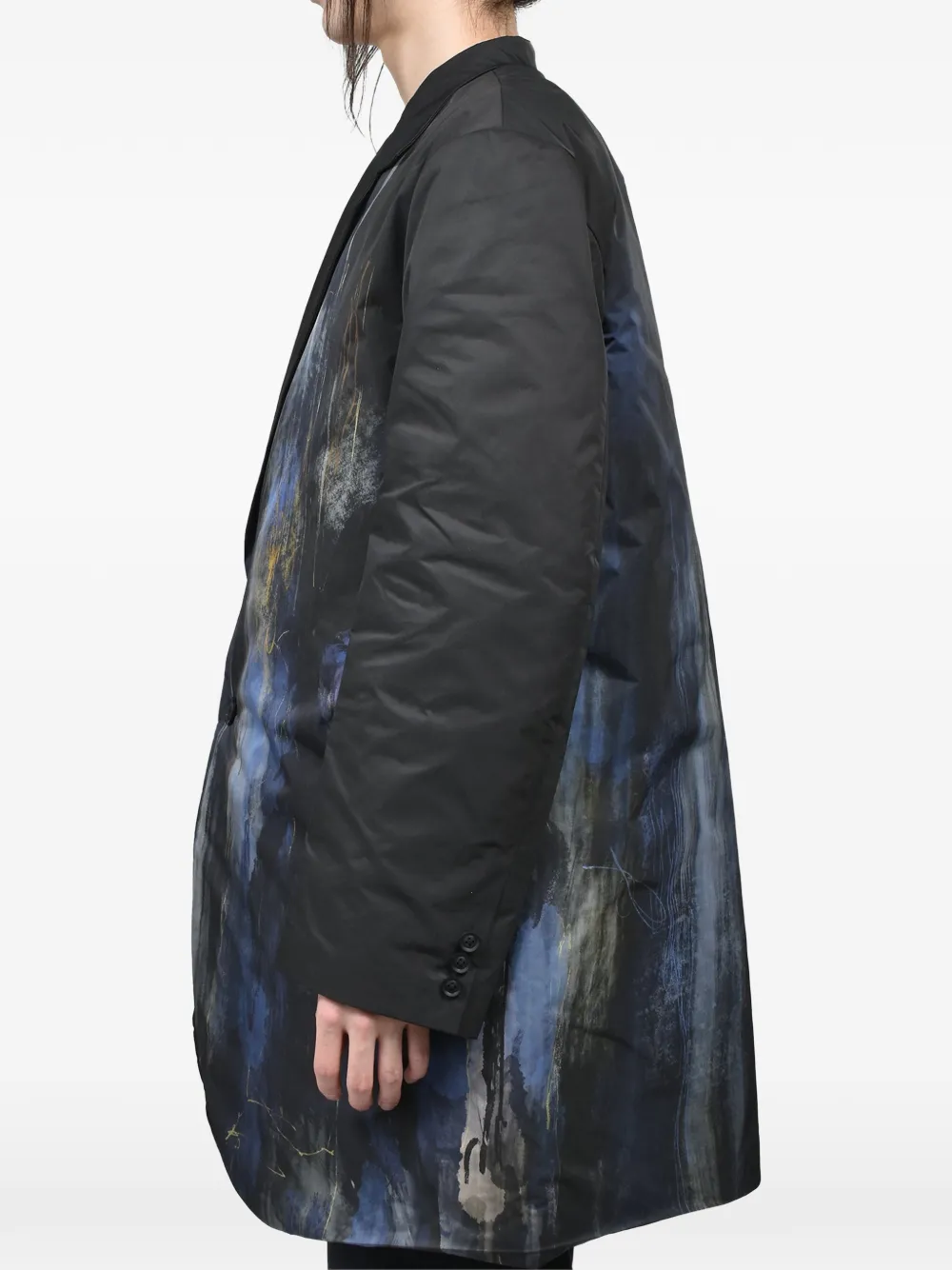 Yohji Yamamoto Omkeerbare blazer met grafische print Zwart