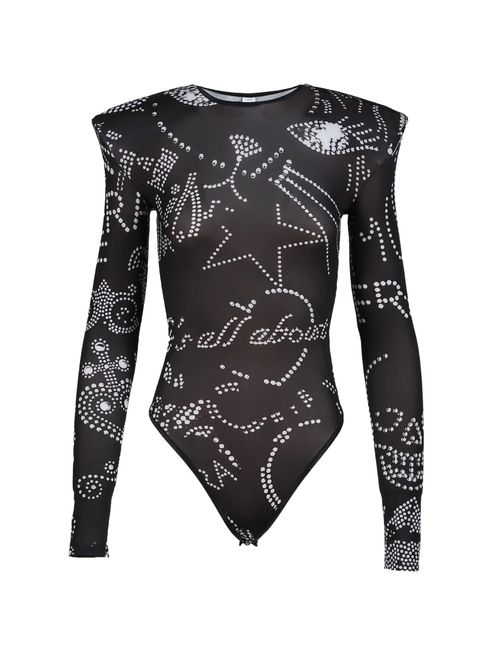 Vaquera printed shoulder-pad bodysuit - Nero