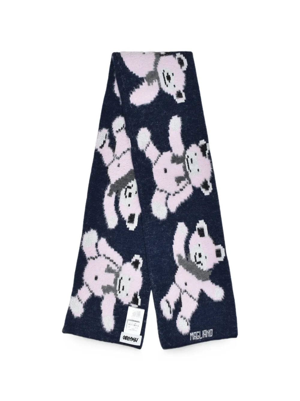 Magliano Orsetti jacquard-knit bear-motif scarf - Blau