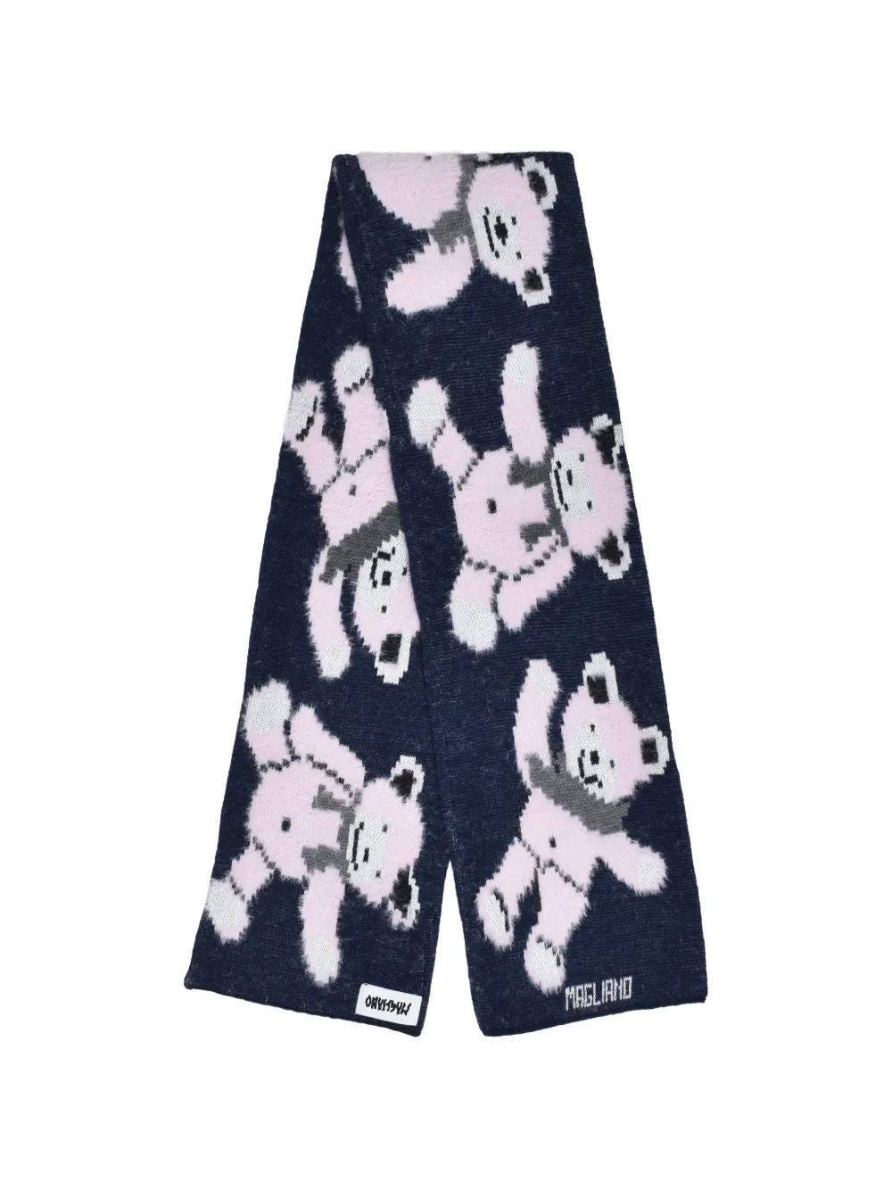 Magliano Orsetti jacquard-knit bear-motif scarf - Blu