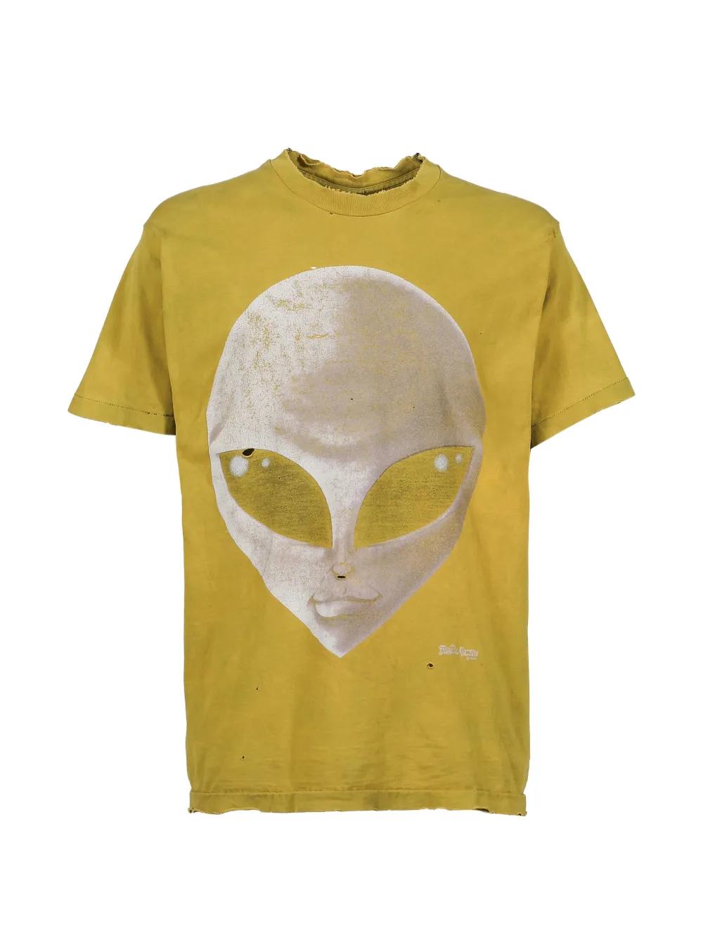 Earthling Collective alien-print distressed T-shirt - Gelb