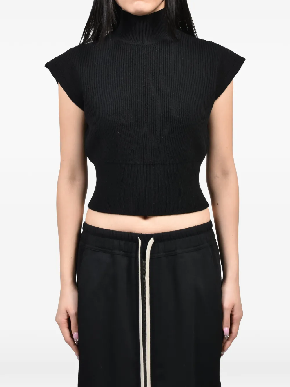 Rick Owens ribbed wide-shoulder sleeveless top - Nero