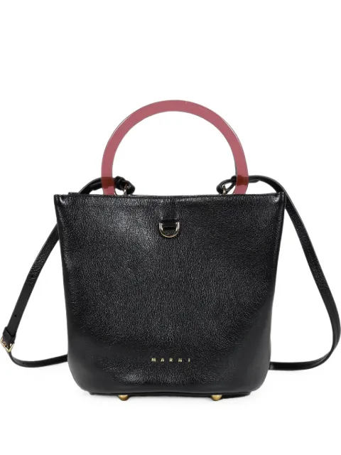 Marni black leather Pannier bucket bag