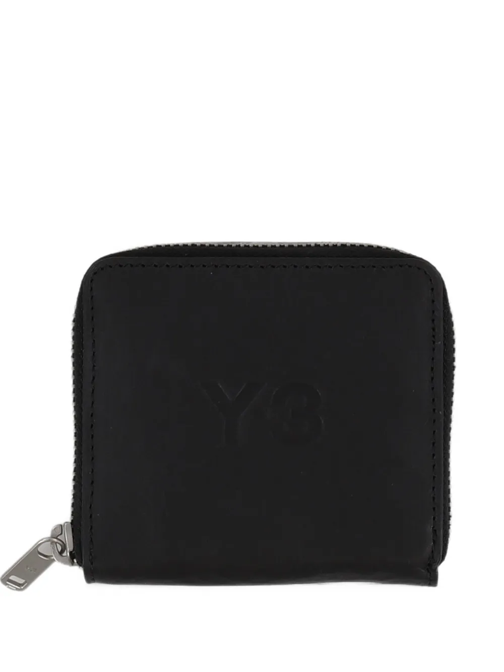 Y-3 logo-debossed crinkled leather wallet - Nero