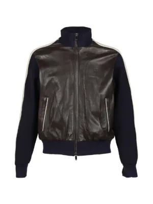 MM6 Maison Margiela レザーパネル ボンバージャケット | ブラウン
