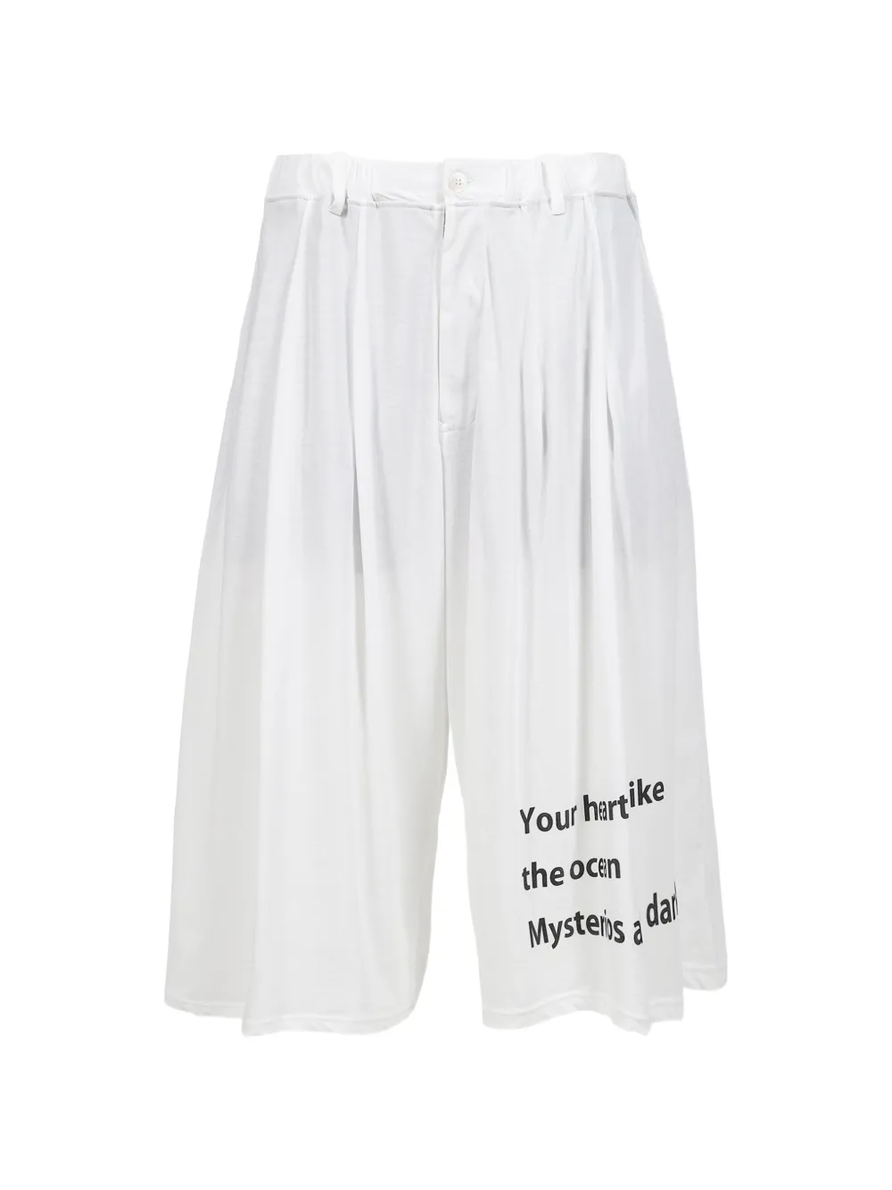 Yohji Yamamoto message-print pleated shorts - Weiß