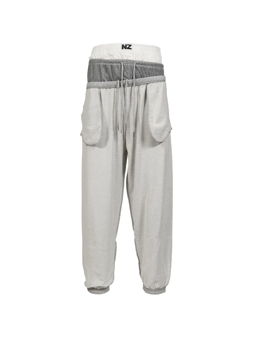 Natasha Zinko layered logo-waistband track pants - Grau