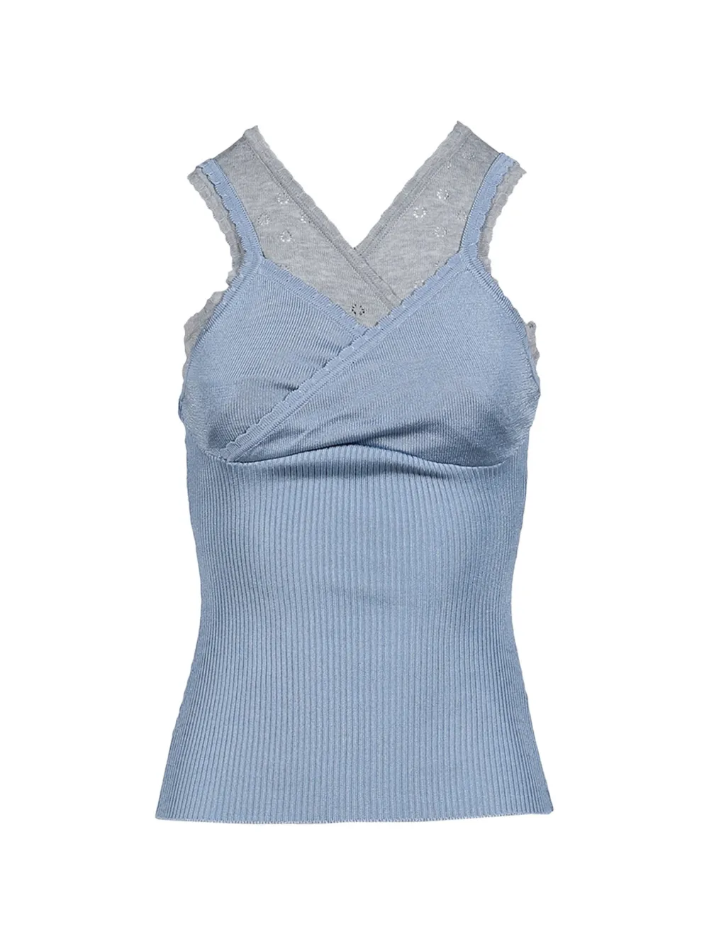 August Barron layered double camisole top - Blu