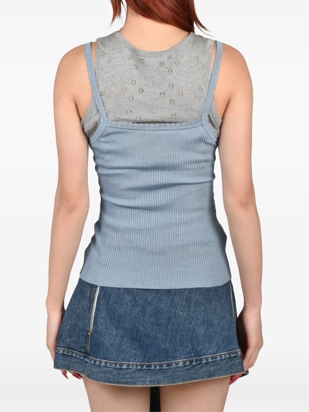 August Barron Gelaagde top met dubbele hemd Blauw
