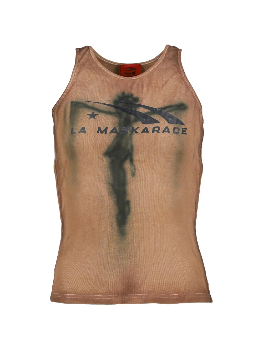 LA MASKARADE logo-print distressed tank top - Marrone