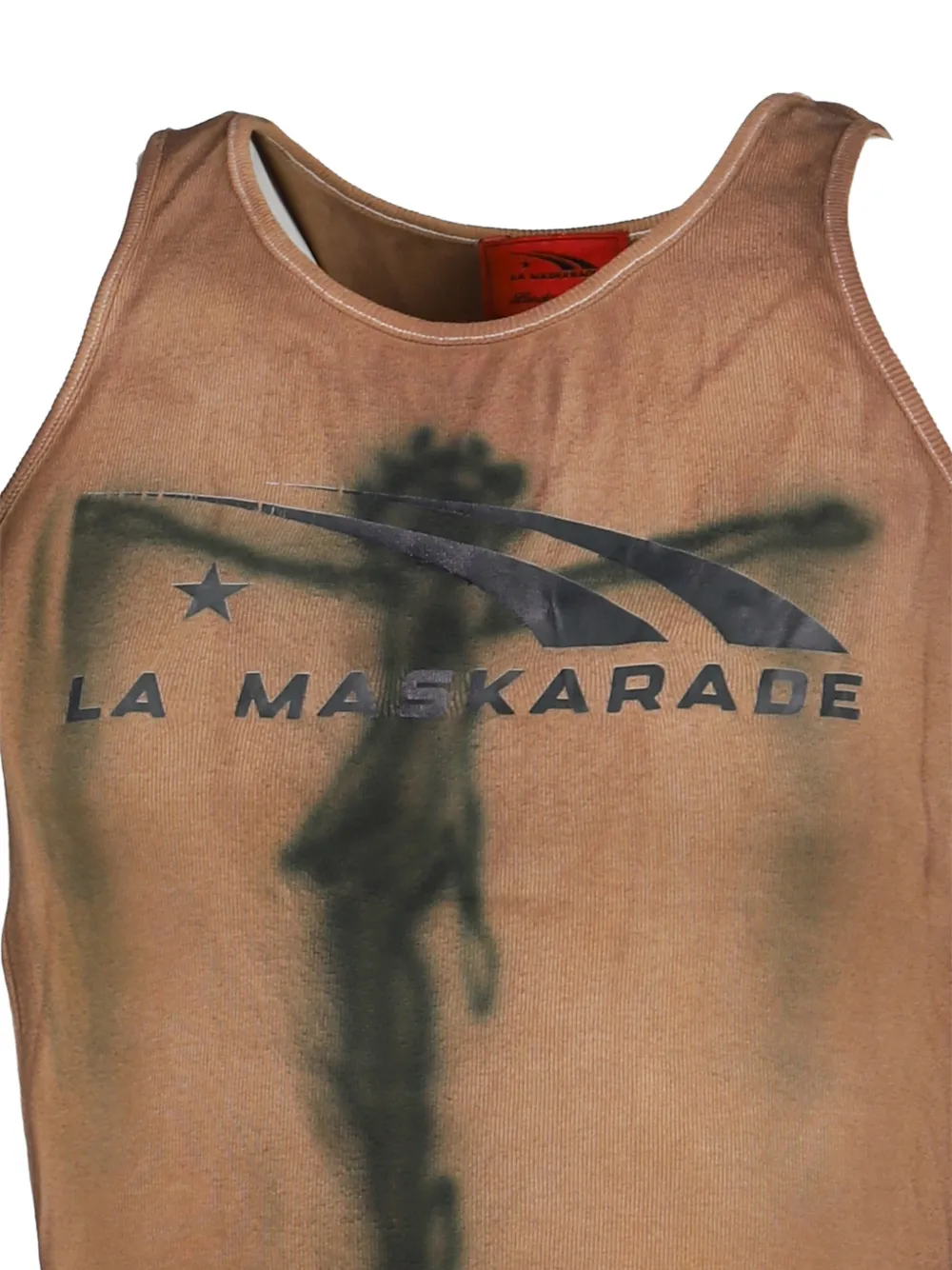 LA MASKARADE Gerafelde tanktop met logoprint Bruin