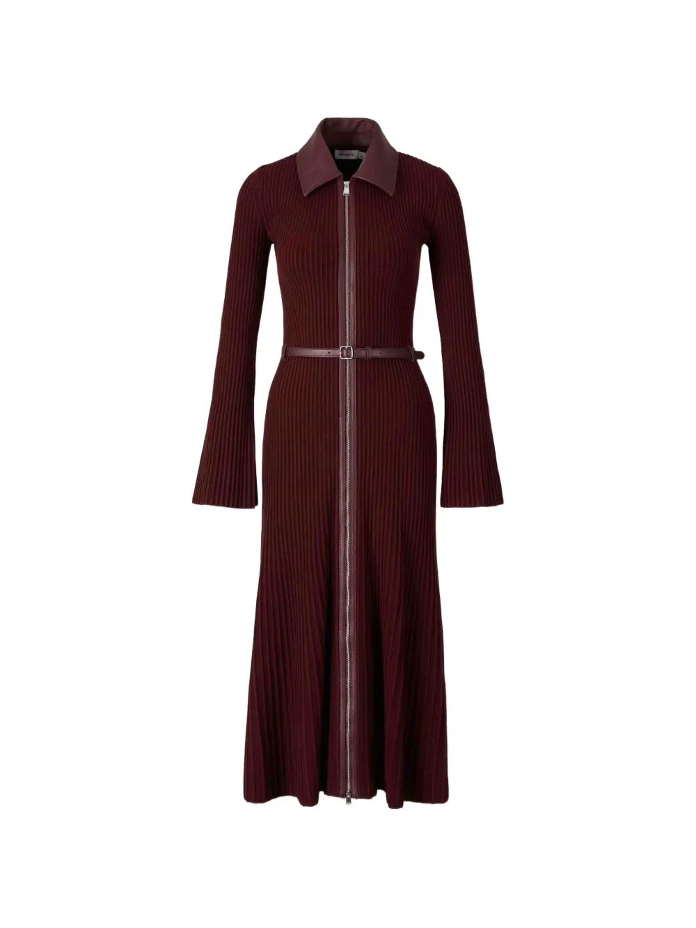 Simkhai Ismelle Belted Ribbed-knit Midi Dress In Red