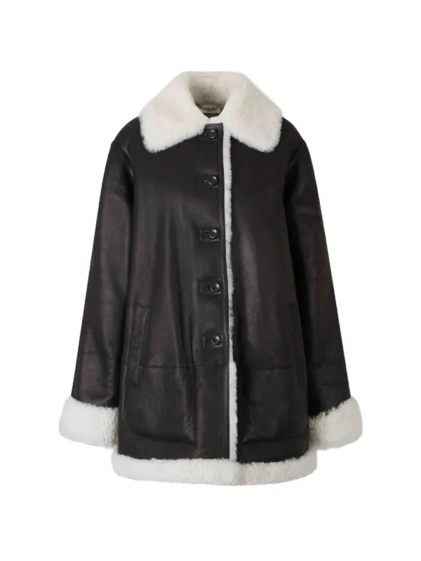 Altuzarra Shearling-trim Leather Coat in Black