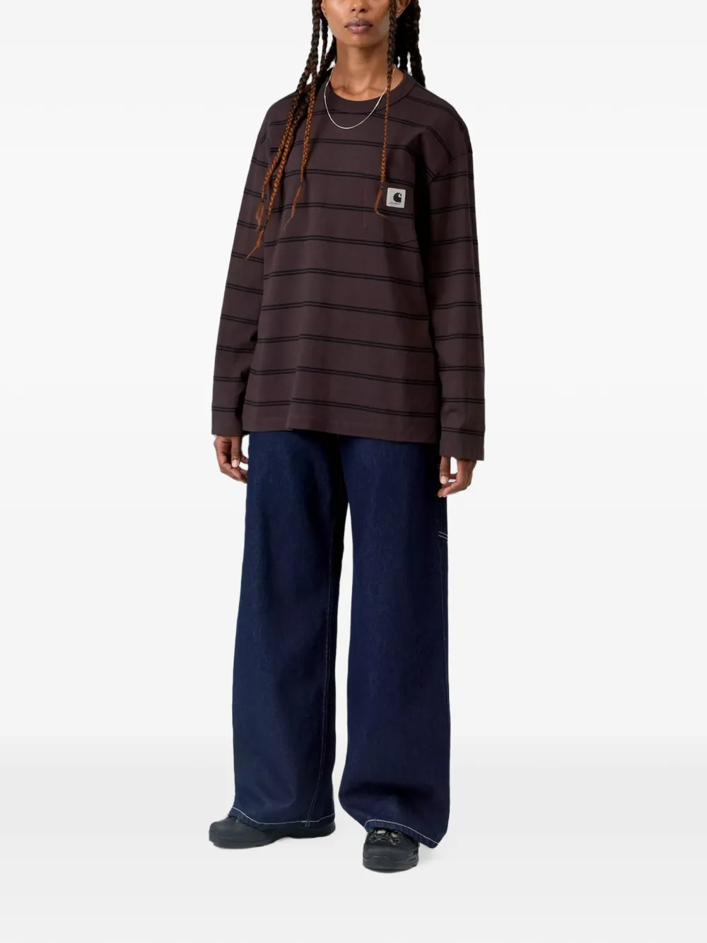 Carhartt WIP Cardona gestreept T-shirt met zak Bruin