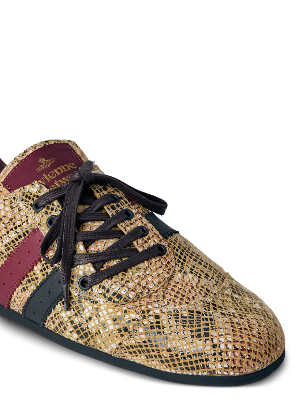 Vivienne Westwood Drunken snakeskin-effect lace-up sneakers Beige