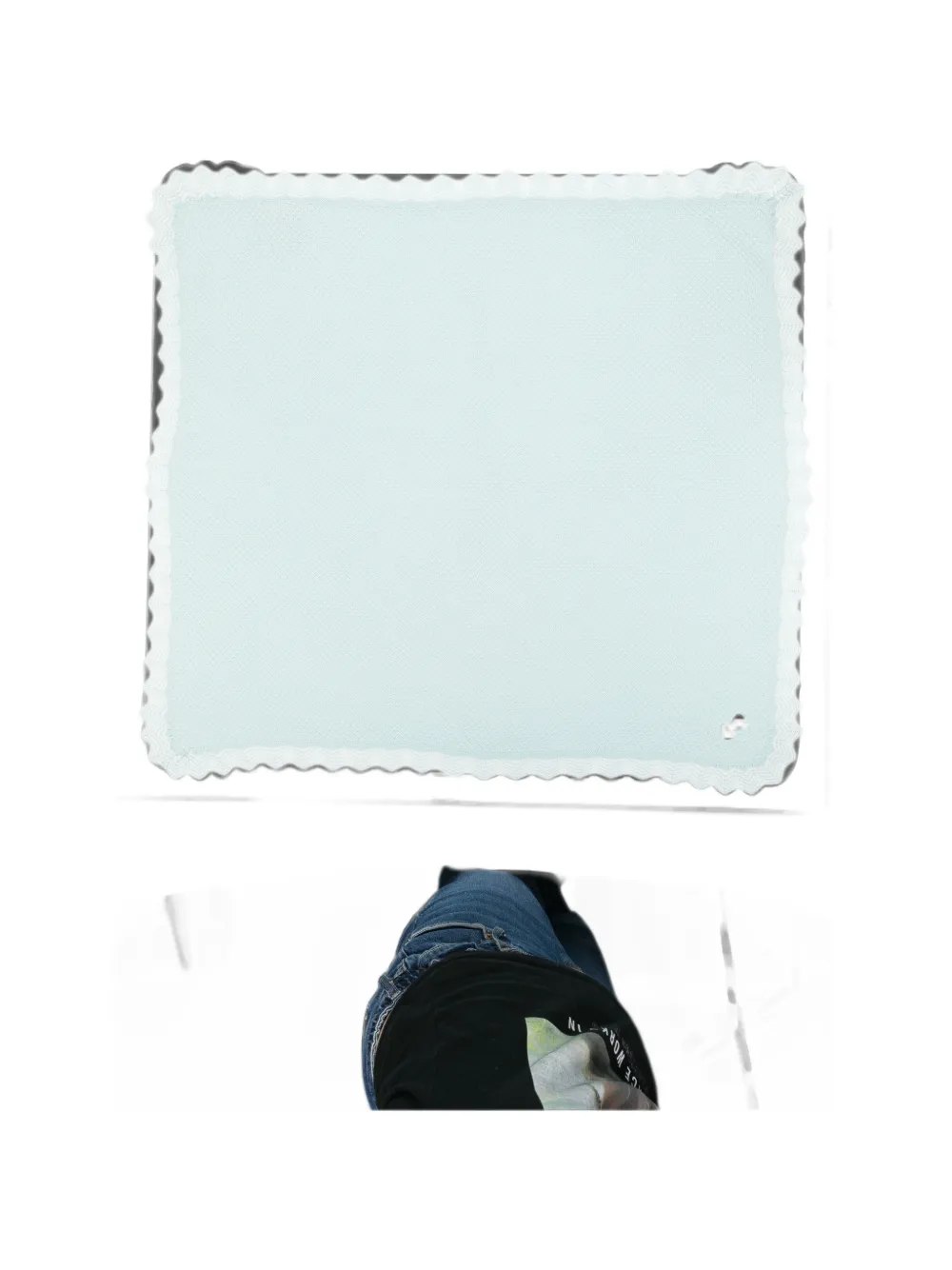 Paz Rodriguez scalloped-edge bow-detail blanket - Blu