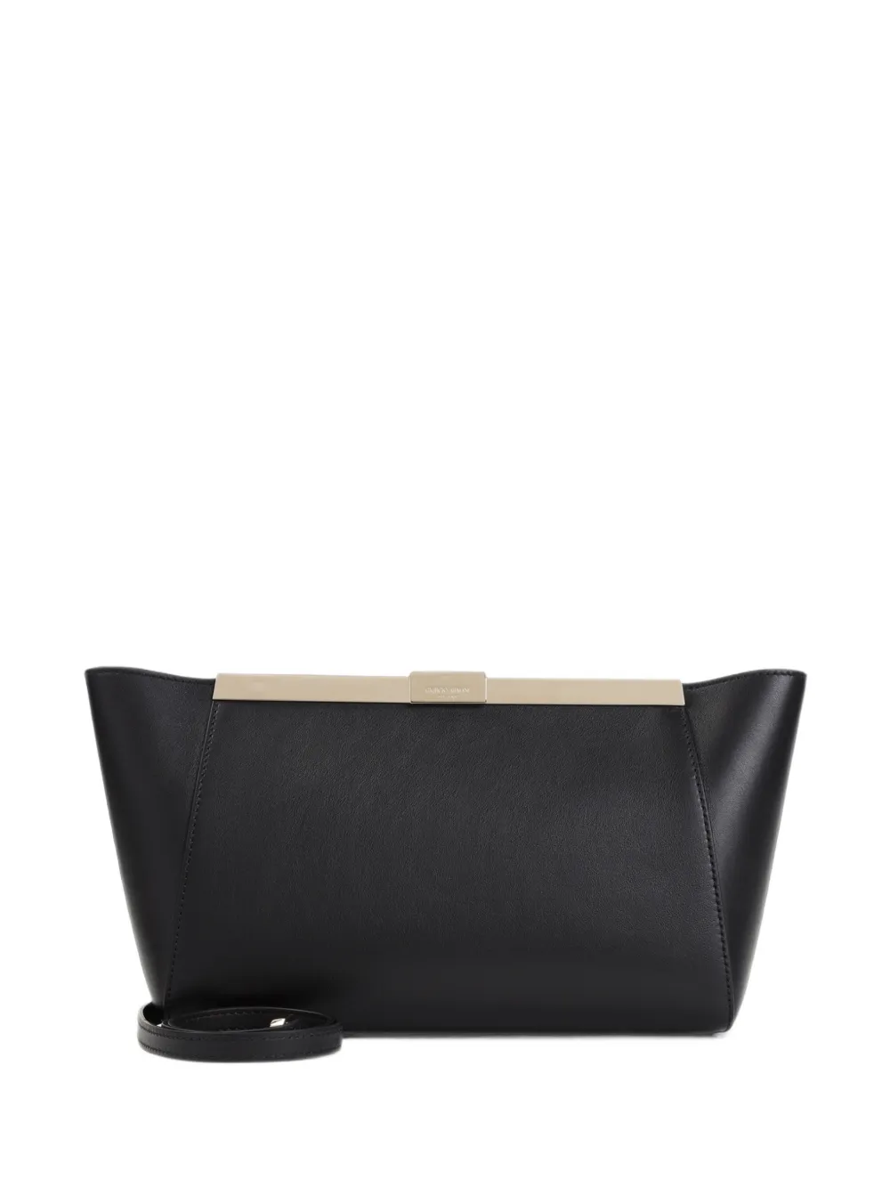 Giorgio Armani logo-engraved frame clutch bag - Nero