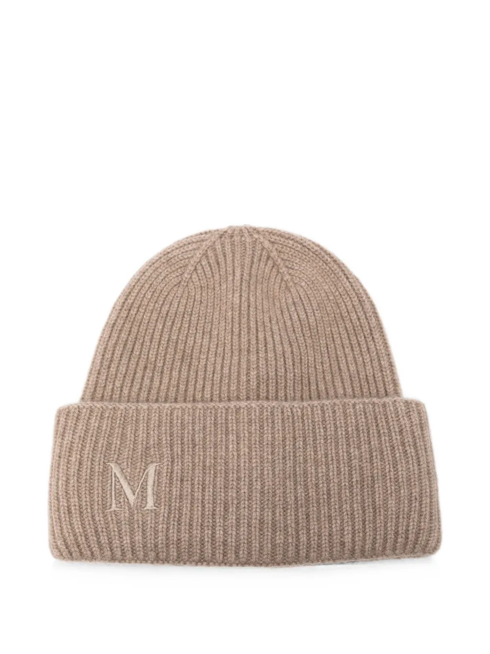 Max Mara bonnet côtelé à logo brodé - Tons neutres Max Mara bonnet côtelé à logo brodé - Tons neutres