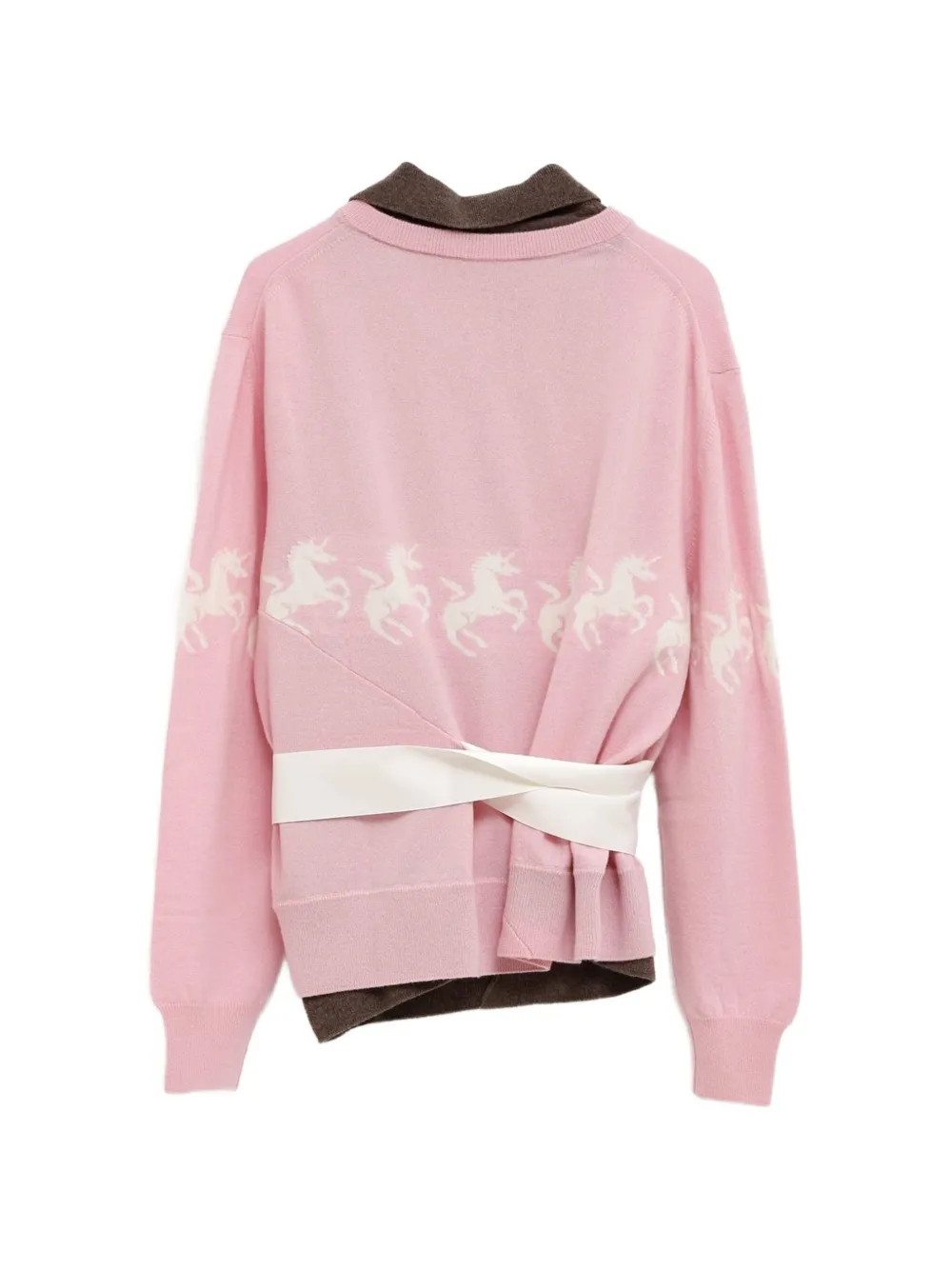 August Barron unicorn-intarsia belted sweater - Pink