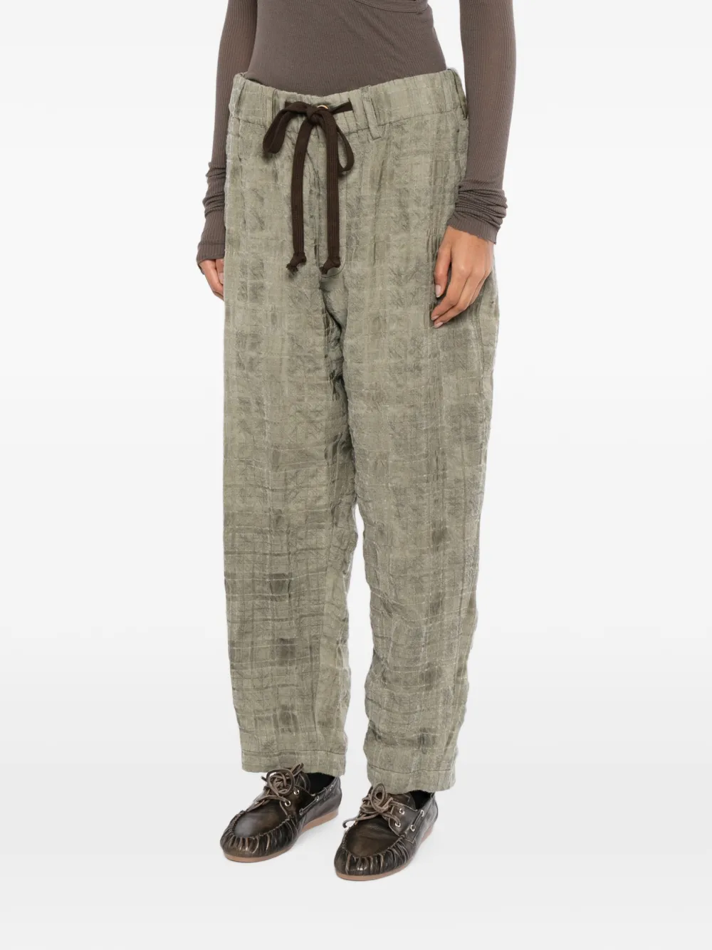 Uma Wang Geruite pyjama met trekkoord Groen