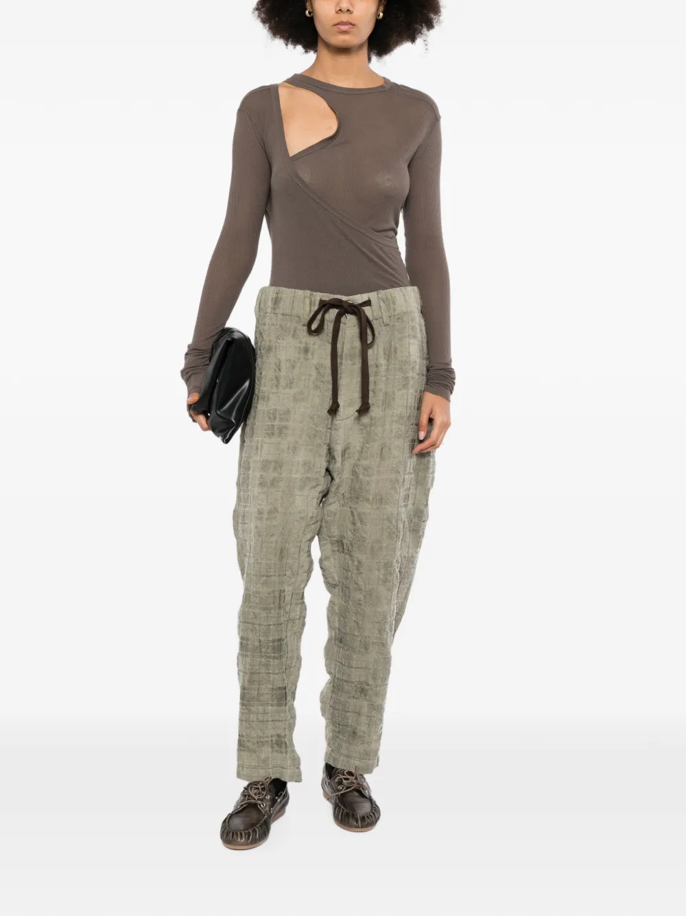 Uma Wang Geruite pyjama met trekkoord Groen